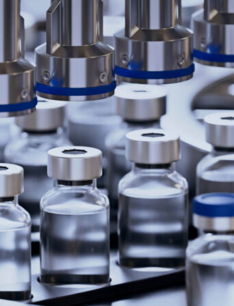 Medical goods being packaged in a factory.